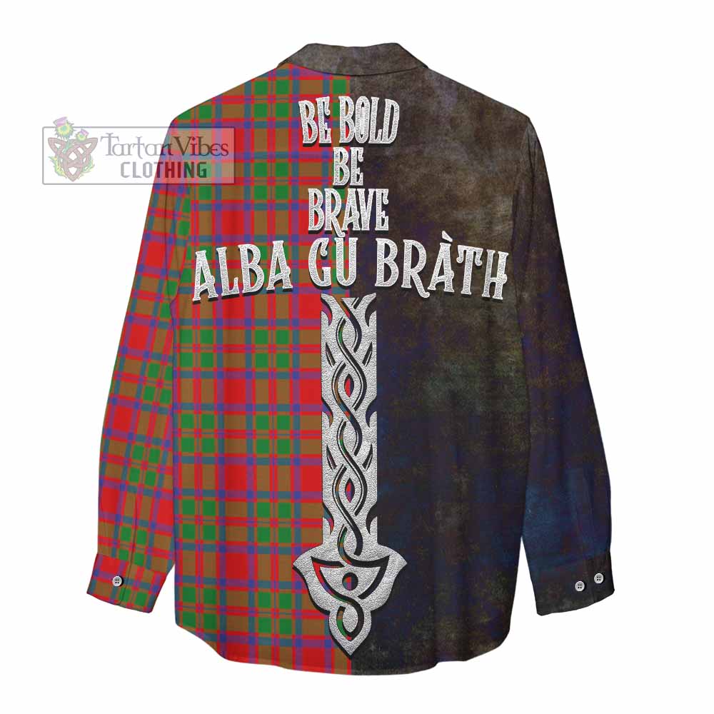 Tartan Vibes Clothing MacKintosh (McKintosh) Tartan Family Crest Women's Casual Shirt Alba Gu Brath Be Brave Lion Ancient Style