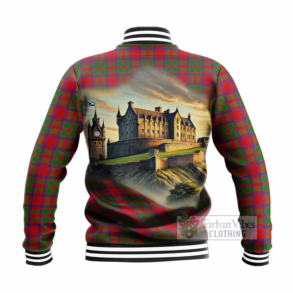 Tartan Vibes Clothing MacKintosh (McKintosh) Tartan Family Crest Baseball Jacket with Scottish Ancient Castle Style