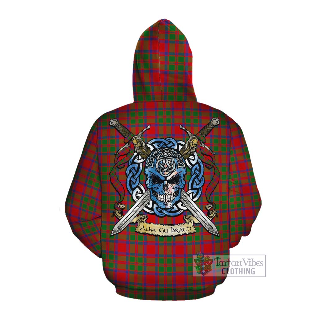 Tartan Vibes Clothing MacKintosh (McKintosh) Tartan Cotton Hoodie with Family Crest Celtic Skull Style