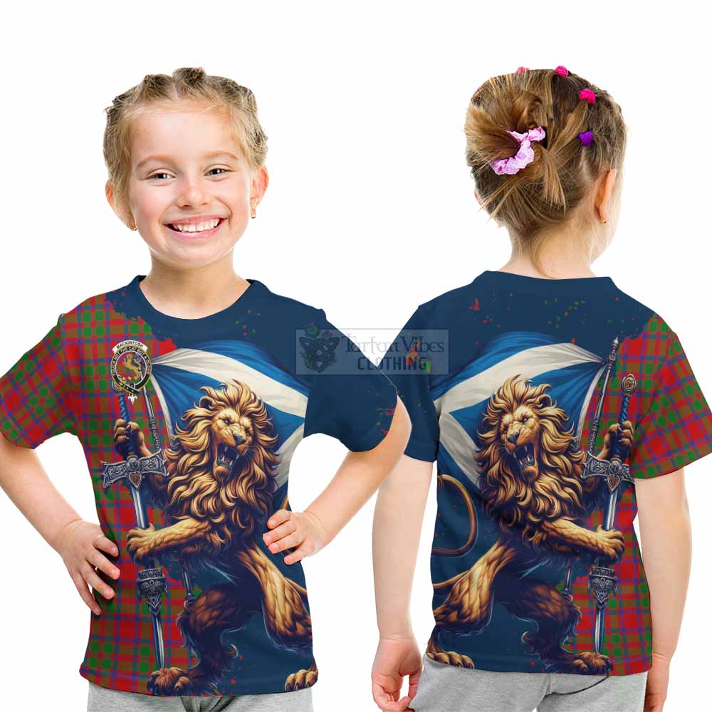 Tartan Vibes Clothing MacKintosh (McKintosh) Tartan Family Crest Kid T-Shirt with Scottish Majestic Lion