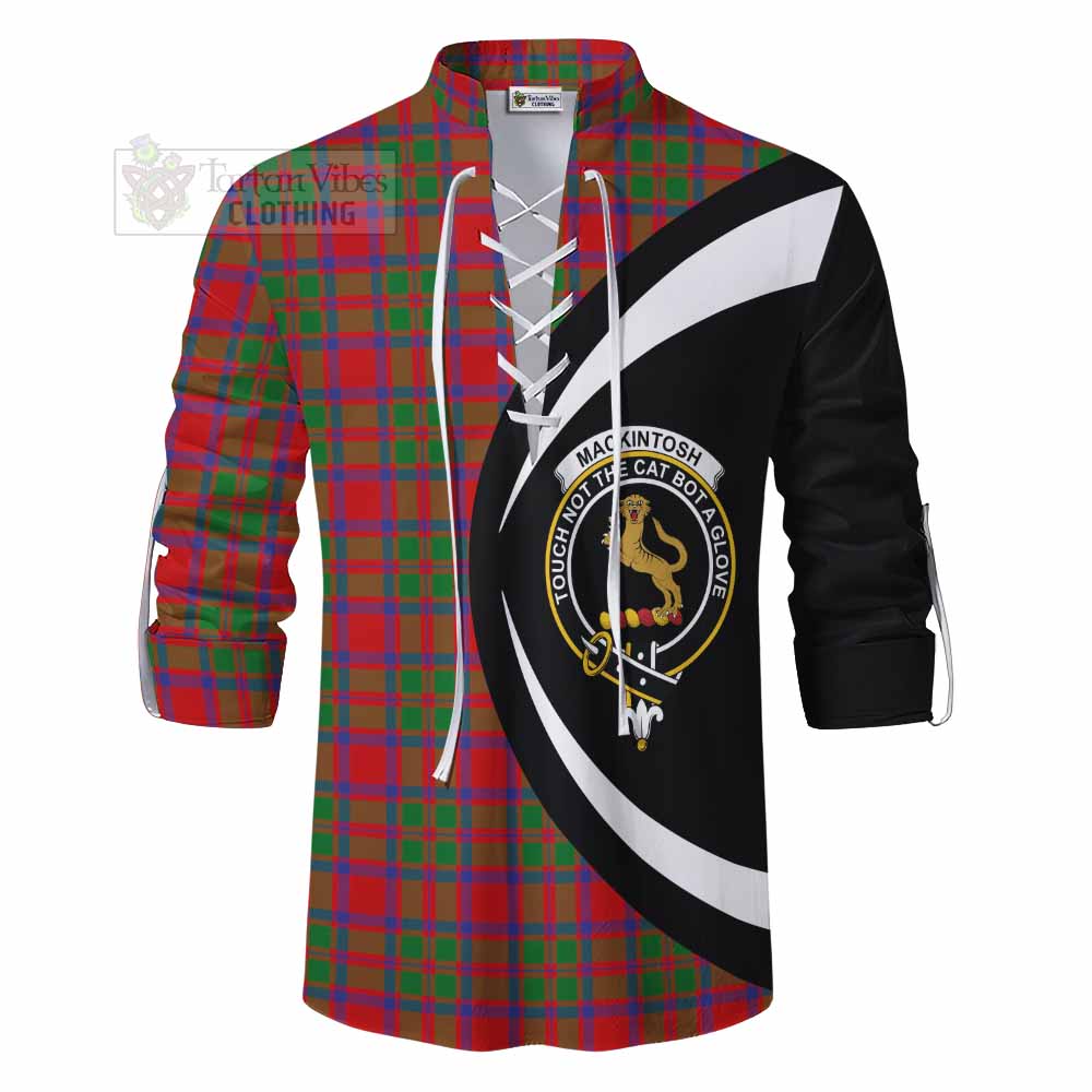 Tartan Vibes Clothing MacKintosh (McKintosh) Tartan Ghillie Kilt Shirt with Family Crest Circle Style