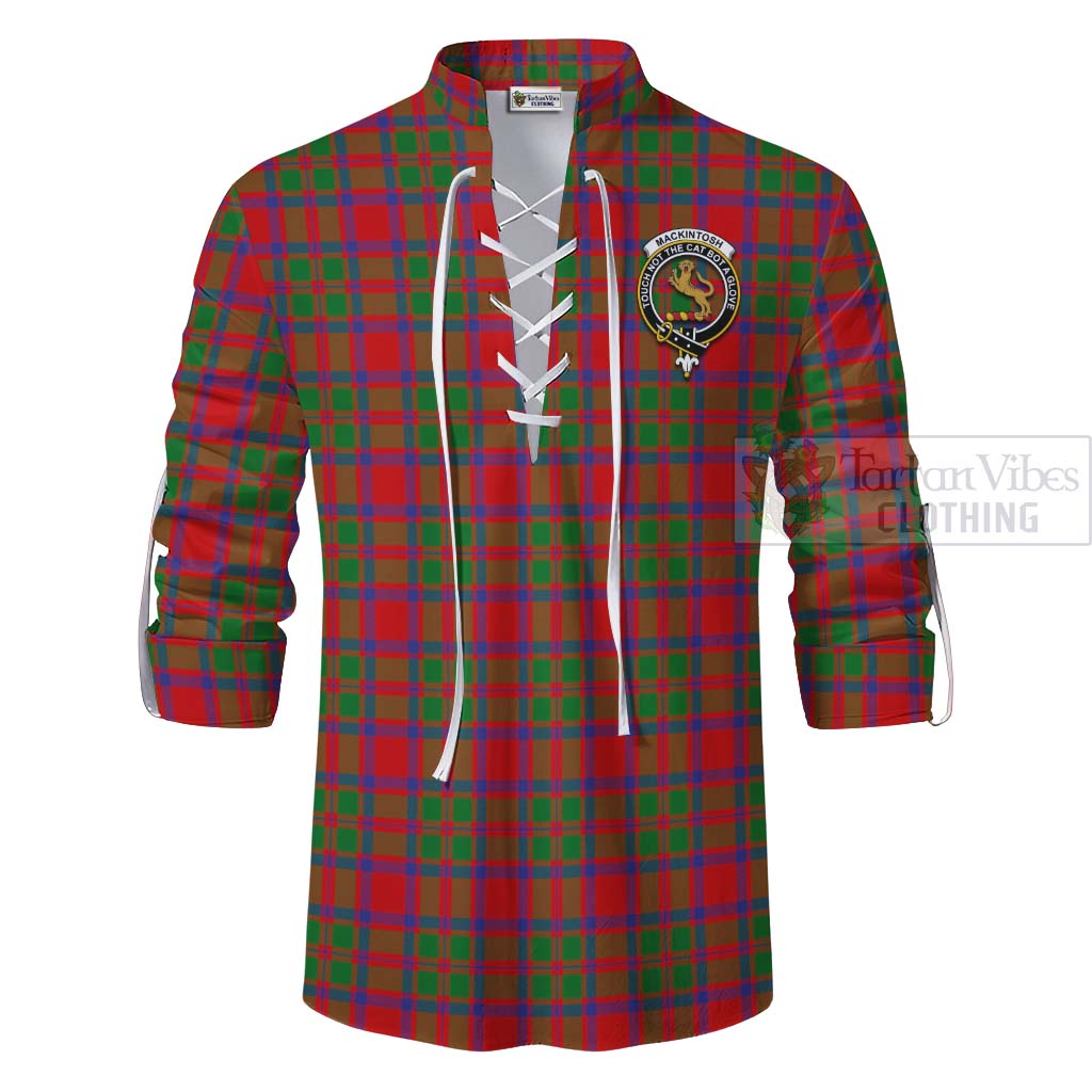 Tartan Vibes Clothing MacKintosh (McKintosh) Tartan Ghillie Kilt Shirt with Family Crest Celtic Skull Style