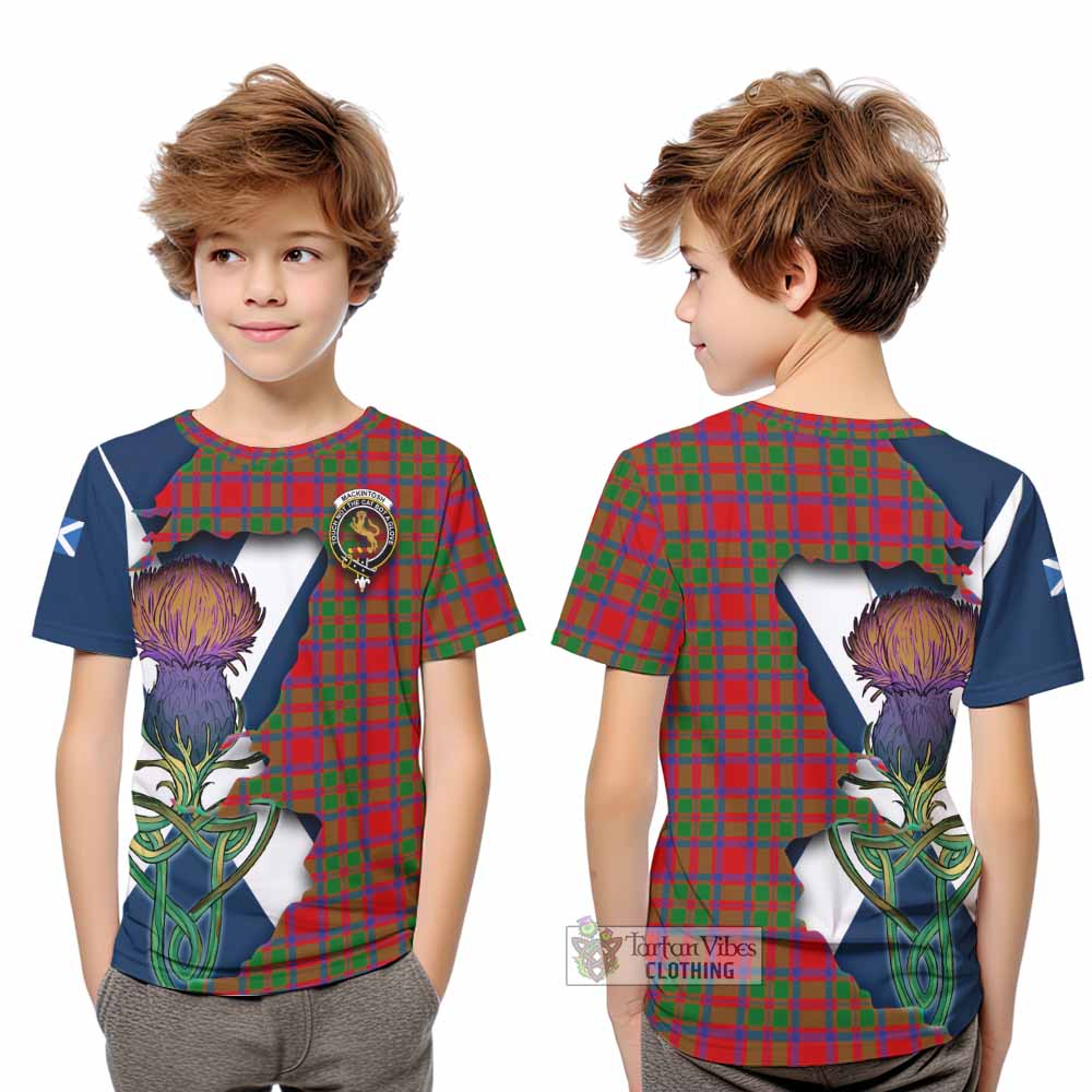 Tartan Vibes Clothing MacKintosh (McKintosh) Tartan Family Crest Kid T-Shirt Scottish Thistle Celtic Inspired