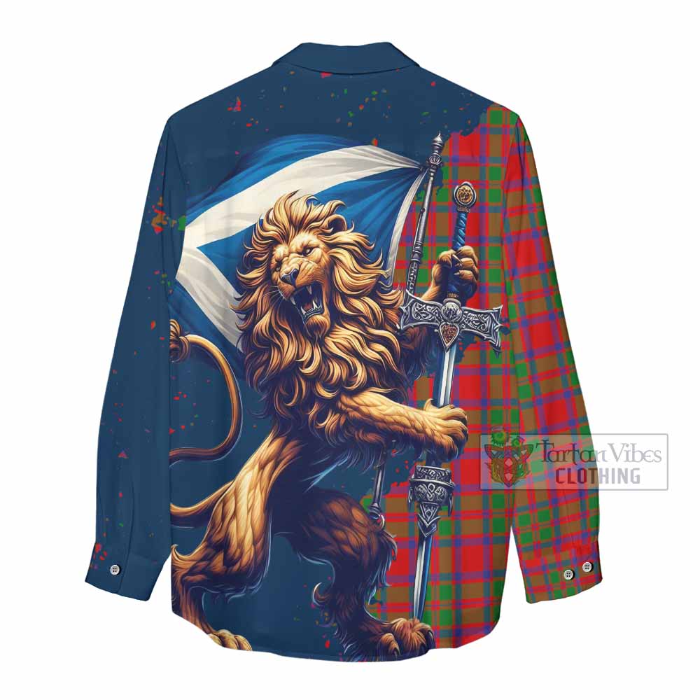 Tartan Vibes Clothing MacKintosh (McKintosh) Tartan Family Crest Women's Casual Shirt with Scottish Majestic Lion