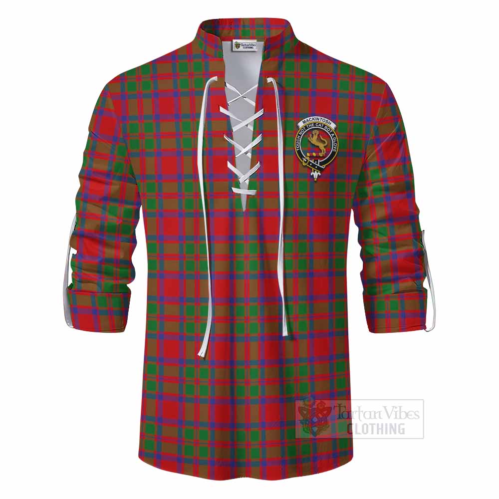 Tartan Vibes Clothing MacKintosh (McKintosh) Tartan Ghillie Kilt Shirt with Family Crest DNA In Me Style