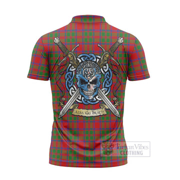 MacKintosh (McKintosh) Tartan Zipper Polo Shirt with Family Crest Celtic Skull Style