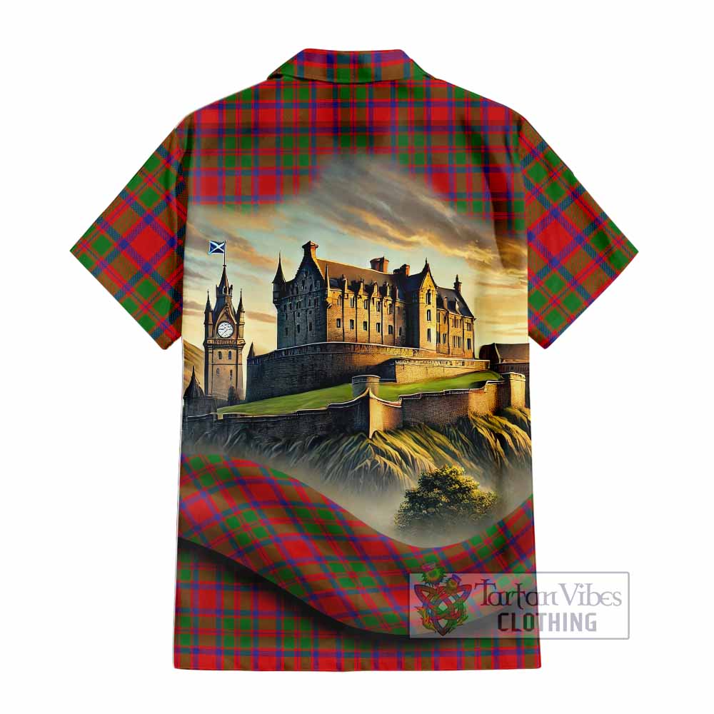 Tartan Vibes Clothing MacKintosh (McKintosh) Tartan Family Crest Short Sleeve Button Shirt with Scottish Ancient Castle Style