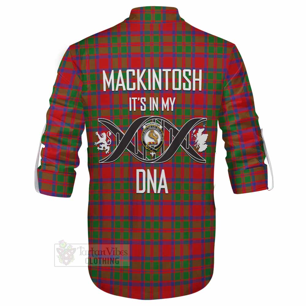 Tartan Vibes Clothing MacKintosh (McKintosh) Tartan Ghillie Kilt Shirt with Family Crest DNA In Me Style