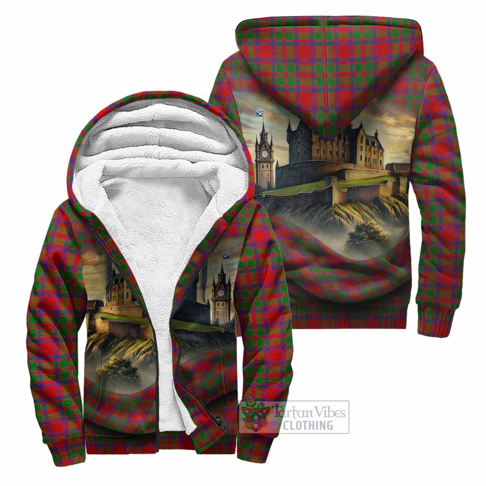 Tartan Vibes Clothing MacKintosh (McKintosh) Tartan Family Crest Sherpa Hoodie with Scottish Ancient Castle Style