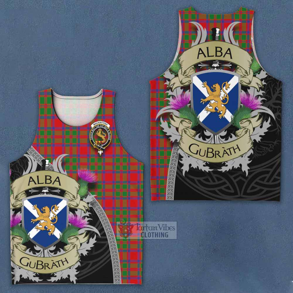 Tartan Vibes Clothing MacKintosh (McKintosh) Tartan Family Crest Men's Tank Top Lion Rampant Royal Thistle Shield Celtic Inspired