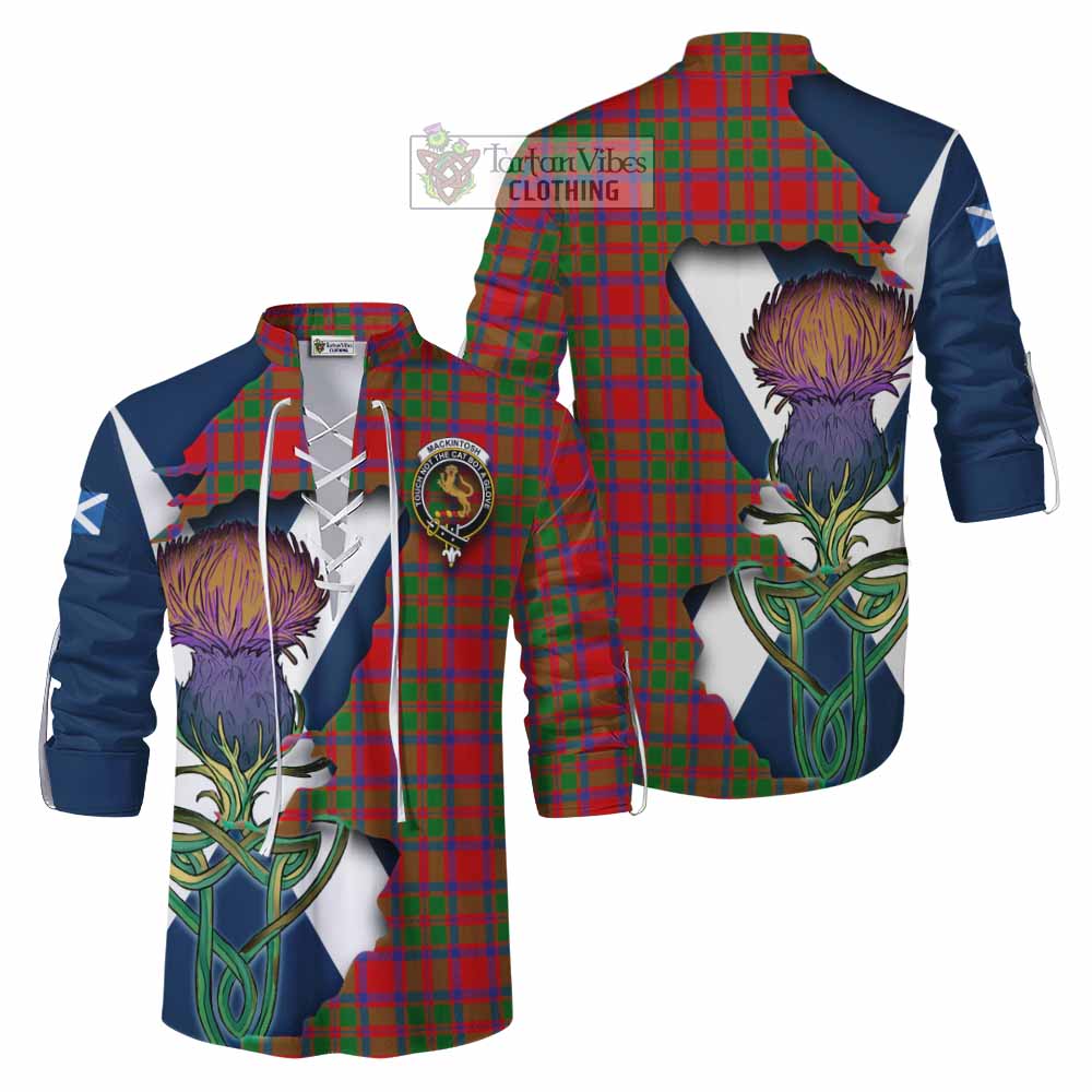 Tartan Vibes Clothing MacKintosh (McKintosh) Tartan Family Crest Ghillie Kilt Shirt Scottish Thistle Celtic Inspired