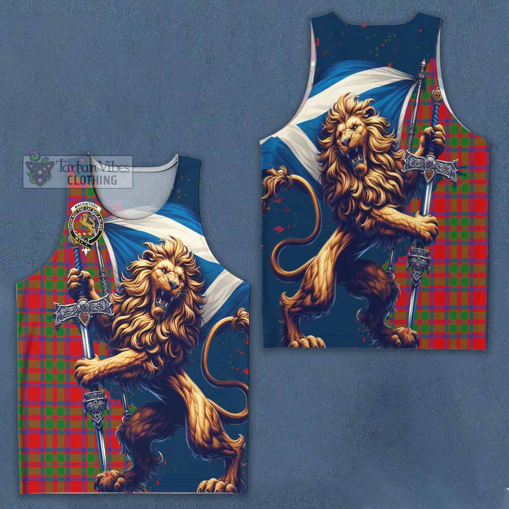 Tartan Vibes Clothing MacKintosh (McKintosh) Tartan Family Crest Men's Tank Top with Scottish Majestic Lion