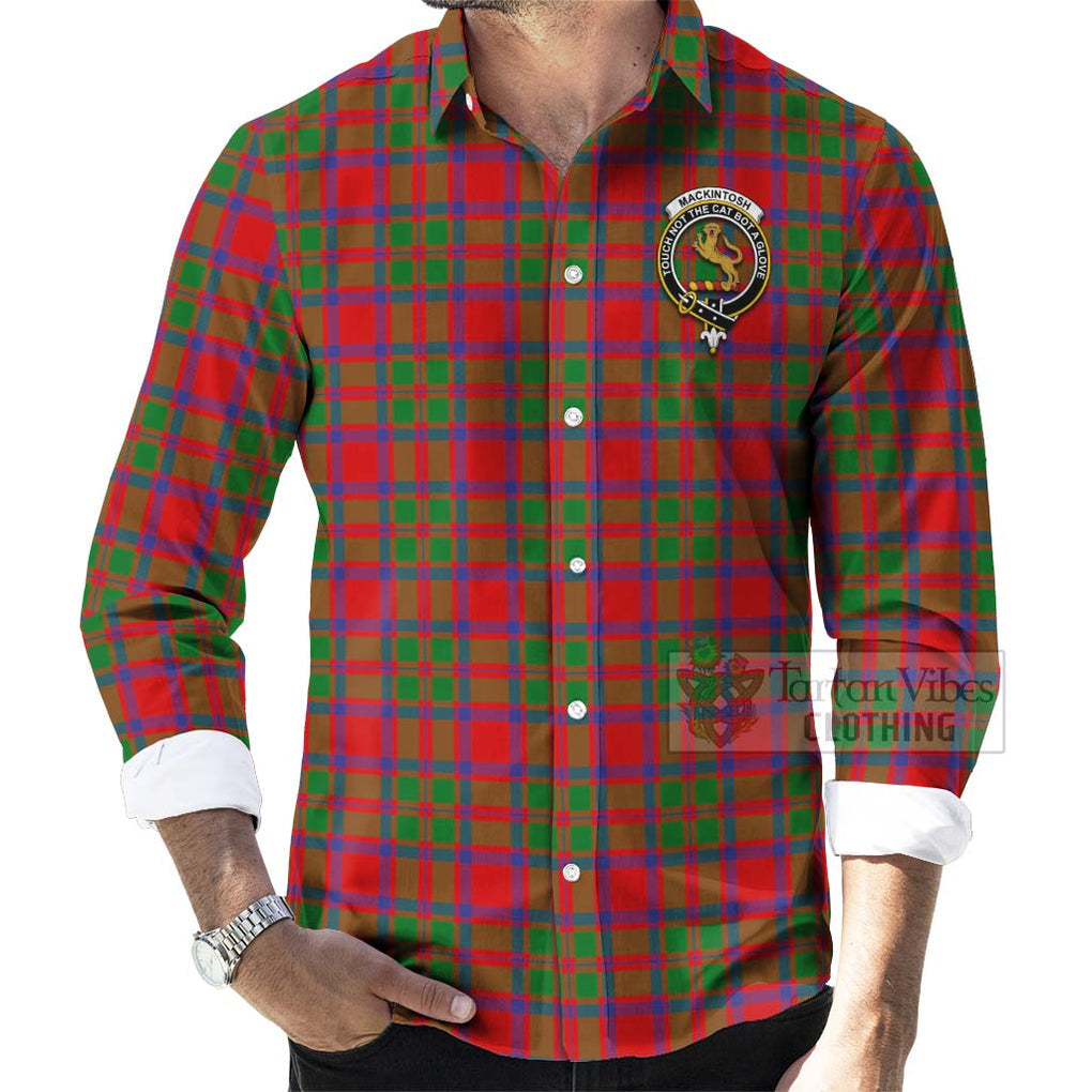 Tartan Vibes Clothing MacKintosh (McKintosh) Tartan Long Sleeve Button Shirt with Family Crest and Bearded Skull Holding Bottles of Whiskey