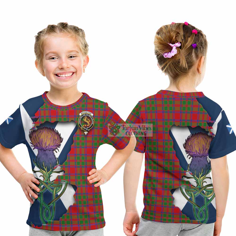 Tartan Vibes Clothing MacKintosh (McKintosh) Tartan Family Crest Kid T-Shirt Scottish Thistle Celtic Inspired