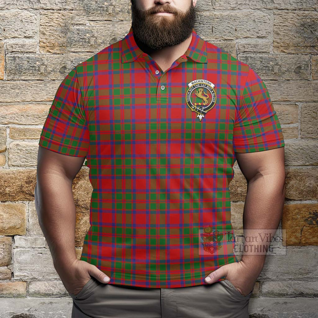 Tartan Vibes Clothing MacKintosh (McKintosh) Tartan Polo Shirt with Family Crest and Bearded Skull Holding Bottles of Whiskey