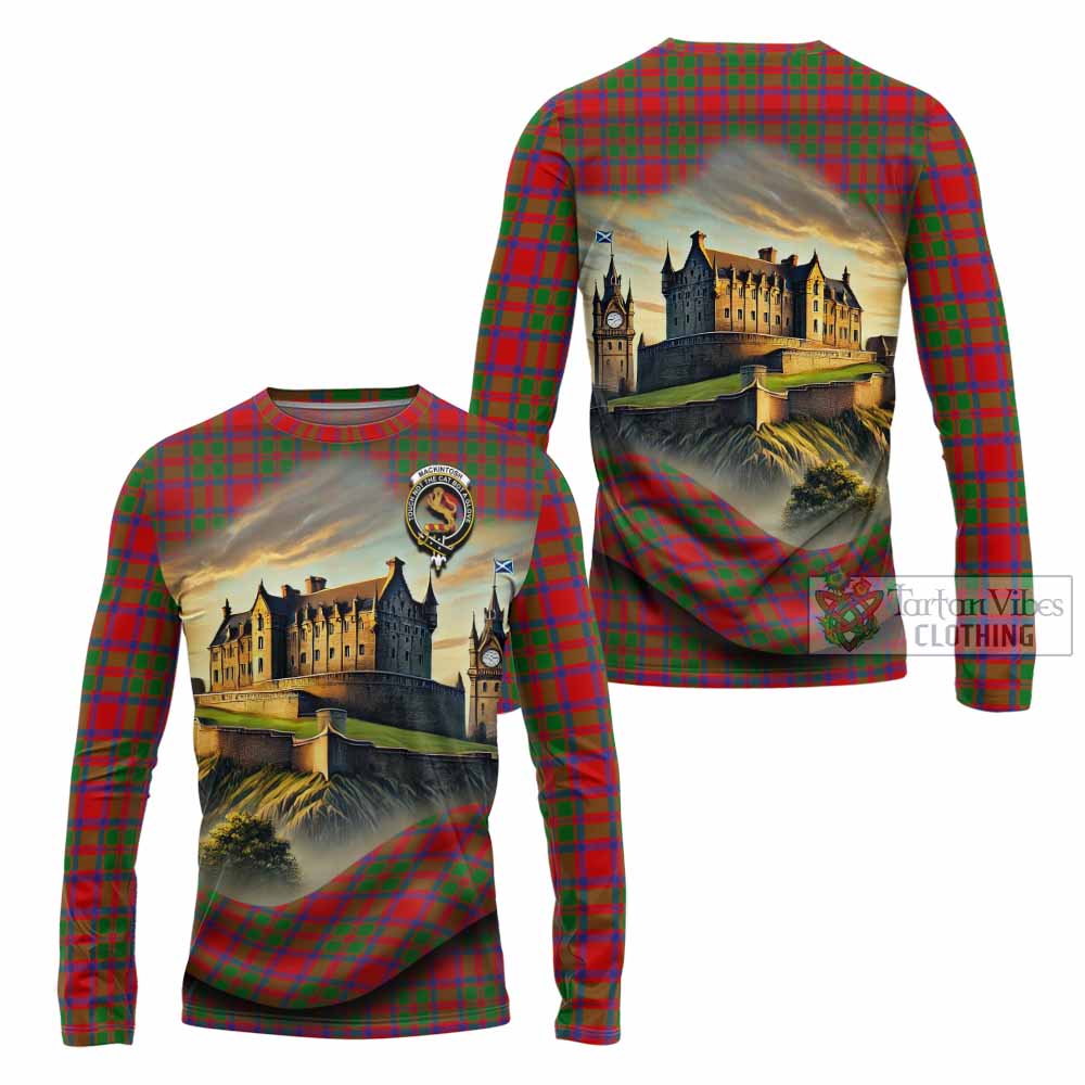 Tartan Vibes Clothing MacKintosh (McKintosh) Tartan Family Crest Long Sleeve T-Shirt with Scottish Ancient Castle Style