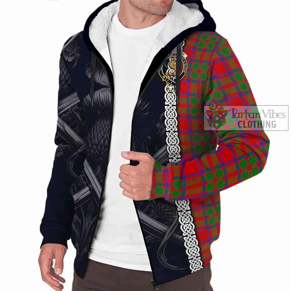 Tartan Vibes Clothing MacKintosh (McKintosh) Tartan Sherpa Hoodie with Family Crest Cross Sword Thistle Celtic Vibes