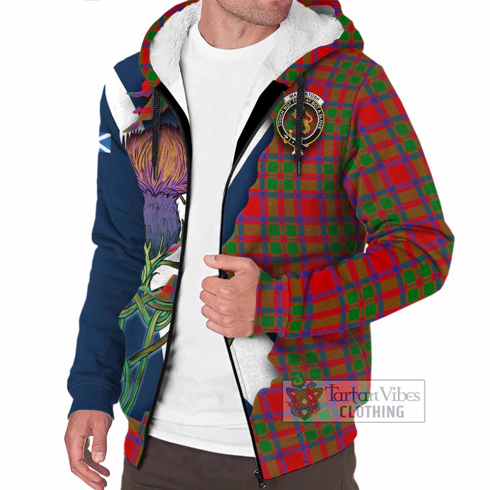 Tartan Vibes Clothing MacKintosh (McKintosh) Tartan Family Crest Sherpa Hoodie Scottish Thistle Celtic Inspired