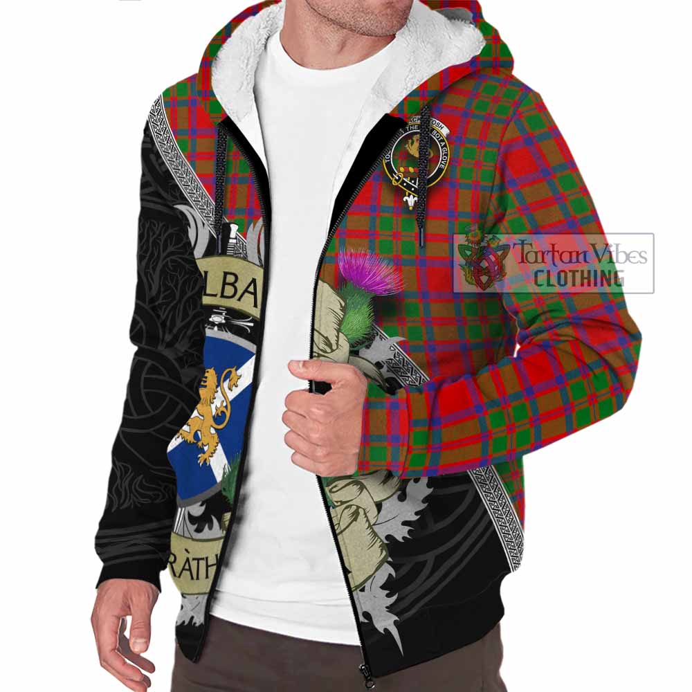 Tartan Vibes Clothing MacKintosh (McKintosh) Tartan Family Crest Sherpa Hoodie Lion Rampant Royal Thistle Shield Celtic Inspired