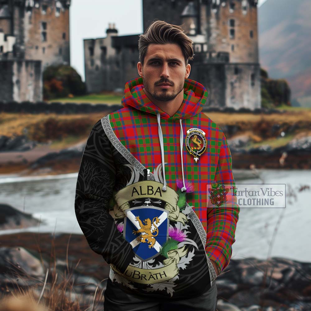 Tartan Vibes Clothing MacKintosh (McKintosh) Tartan Family Crest Cotton Hoodie Lion Rampant Royal Thistle Shield Celtic Inspired