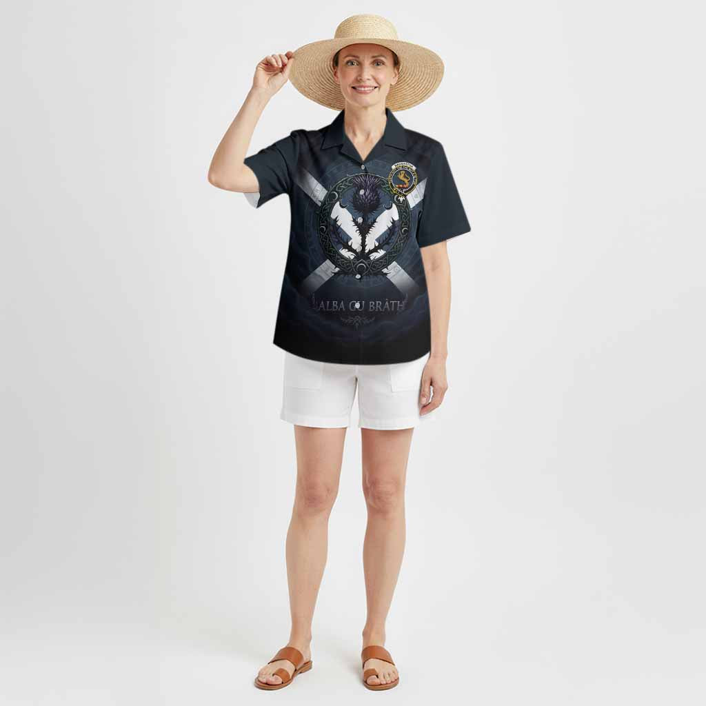 MacKintosh (McKintosh) Clan Crest Hawaiian Shirt with Celtic Knot Thistle and Saltire