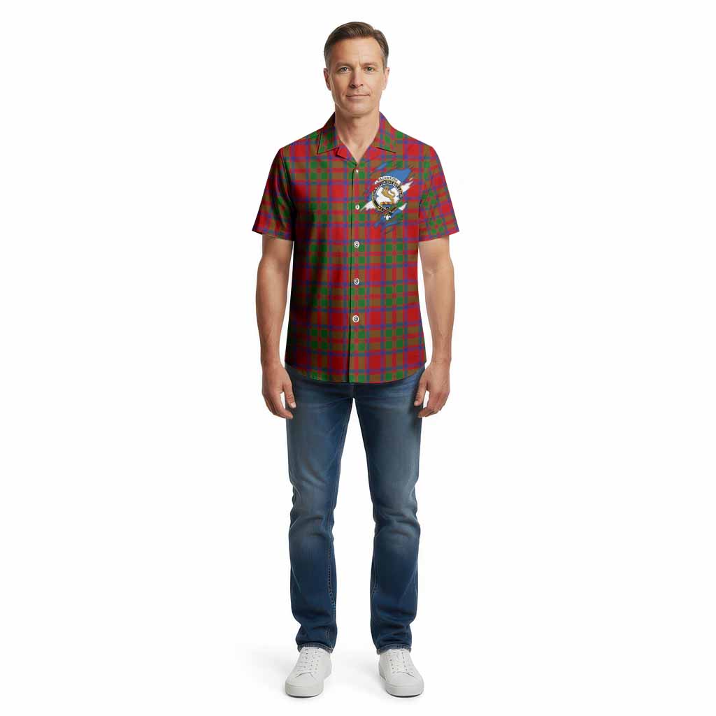 MacKintosh (McKintosh) Clan Crest In Me Tartan Cotton Hawaiian Shirt Scotland Flag Style