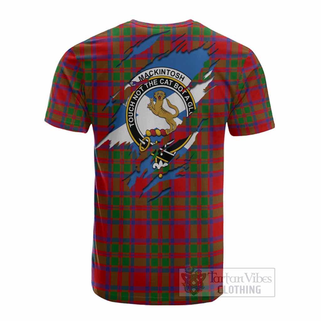 MacKintosh (McKintosh) Clan Crest In Me Tartan Cotton T-shirt Scotland Flag Style