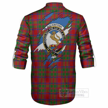 MacKintosh (McKintosh) Clan Crest In Me Tartan Ghillie Shirt Scotland Flag Style