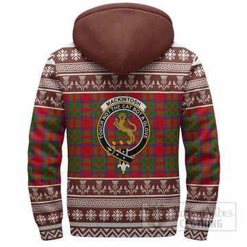 MacKintosh (McKintosh) Clan Tartan Christmas Fleece Hoodie with Family Crest