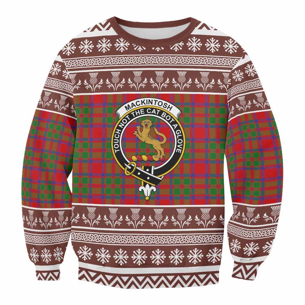 MacKintosh (McKintosh) Clan Tartan Christmas Sweatshirt with Family Crest - Tartan Vibes Clothing