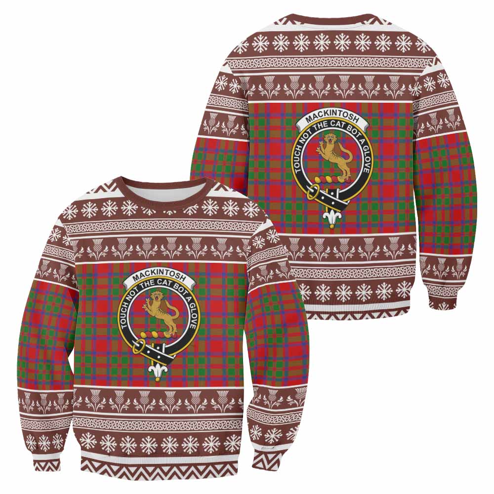 MacKintosh (McKintosh) Clan Tartan Christmas Sweatshirt with Family Crest - Tartan Vibes Clothing