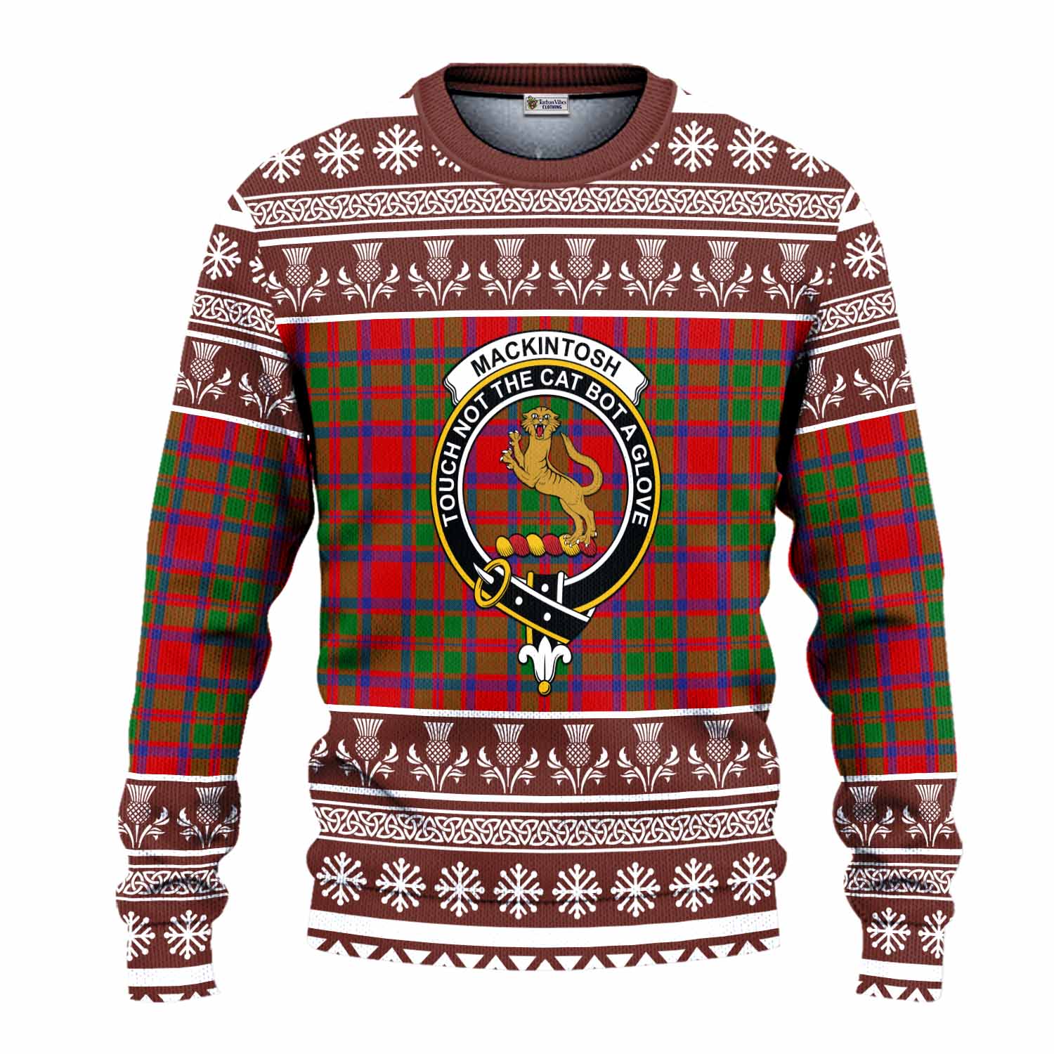 MacKintosh (McKintosh) Clan Tartan Christmas Ugly Sweater with Family Crest - Tartan Vibes Clothing