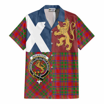MacKintosh (McKintosh) Crest Tartan Cotton Hawaiian Shirt with Lion Rampant Saltire Style