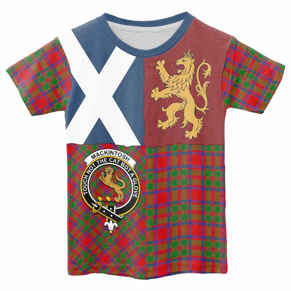 MacKintosh (McKintosh) Crest Tartan Kid T-shirt with Lion Rampant Saltire Style - Tartan Vibes Clothing