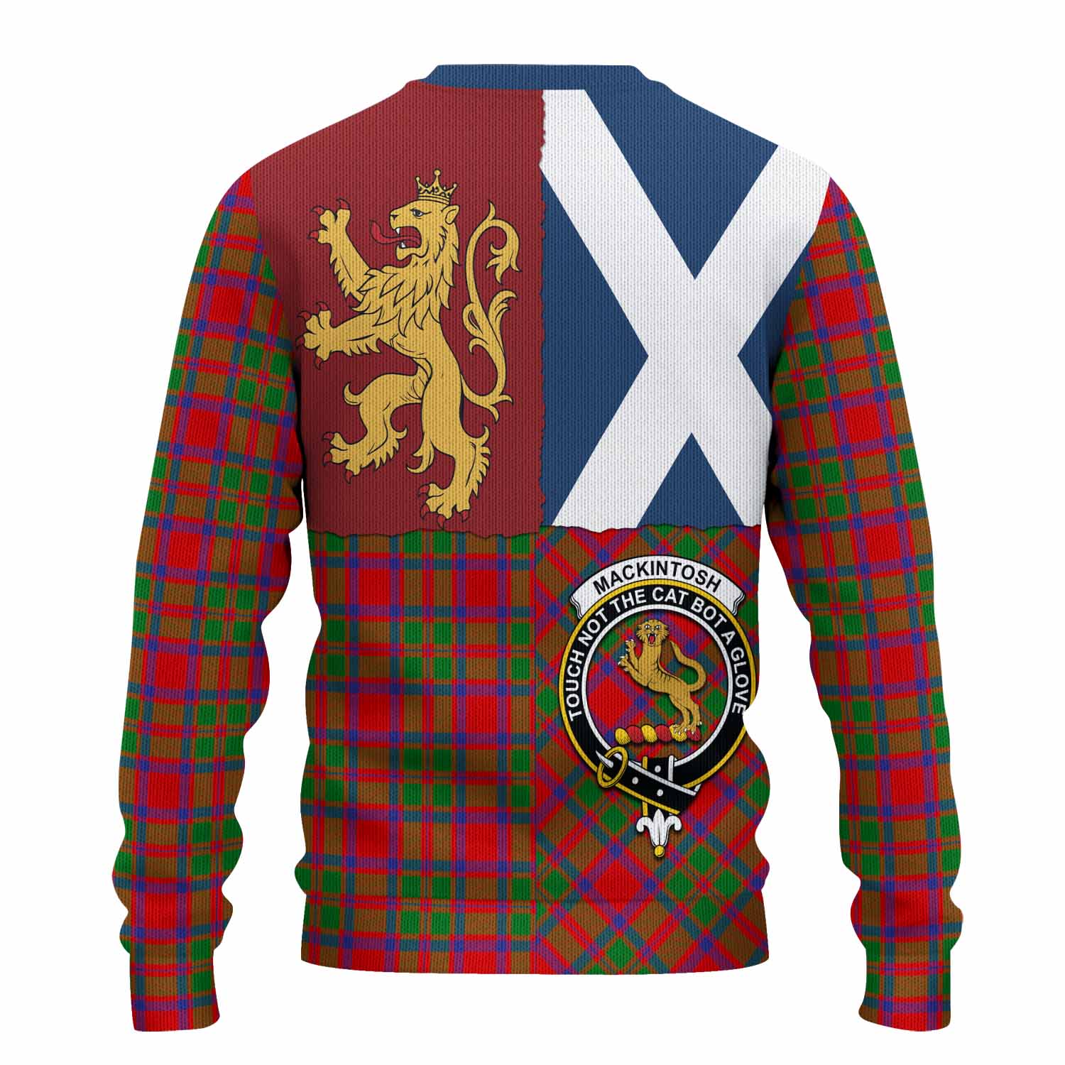 MacKintosh (McKintosh) Crest Tartan Knitted Sweater with Lion Rampant Saltire Style