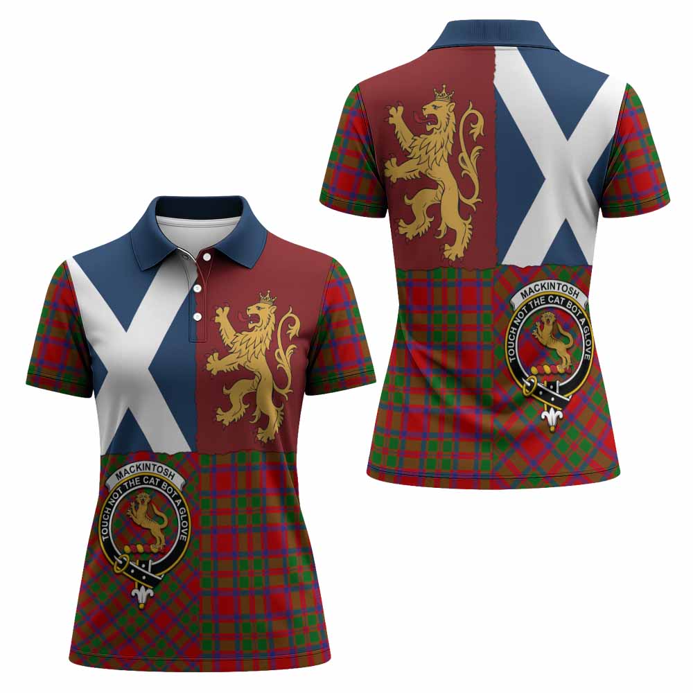 MacKintosh (McKintosh) Crest Tartan Women Polo Shirt with Lion Rampant Saltire Style