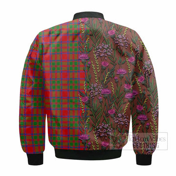 MacKintosh (McKintosh) Family Crest Tartan Bomber Jacket Scottish Thistle Flower Pattern Half Style