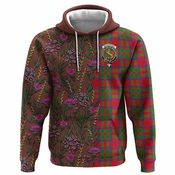 MacKintosh (McKintosh) Family Crest Tartan Hoodie Scottish Thistle Flower Pattern Half Style