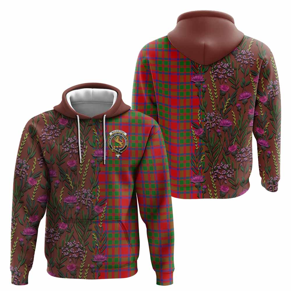 MacKintosh (McKintosh) Family Crest Tartan Hoodie Scottish Thistle Flower Pattern Half Style - Tartan Vibes Clothing