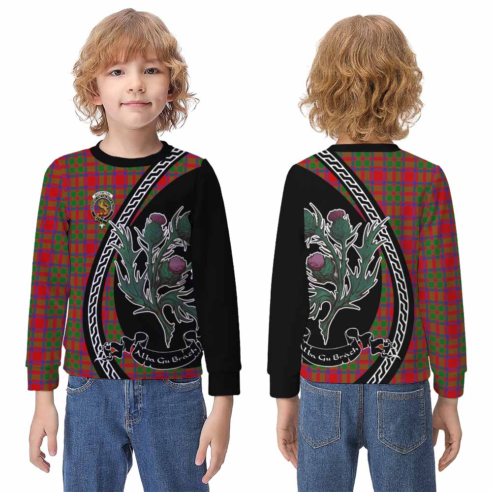 MacKintosh (McKintosh) Family Crest Tartan Kid Knitted Sweatshirt Alba Thistle Inspired - Tartan Vibes Clothing