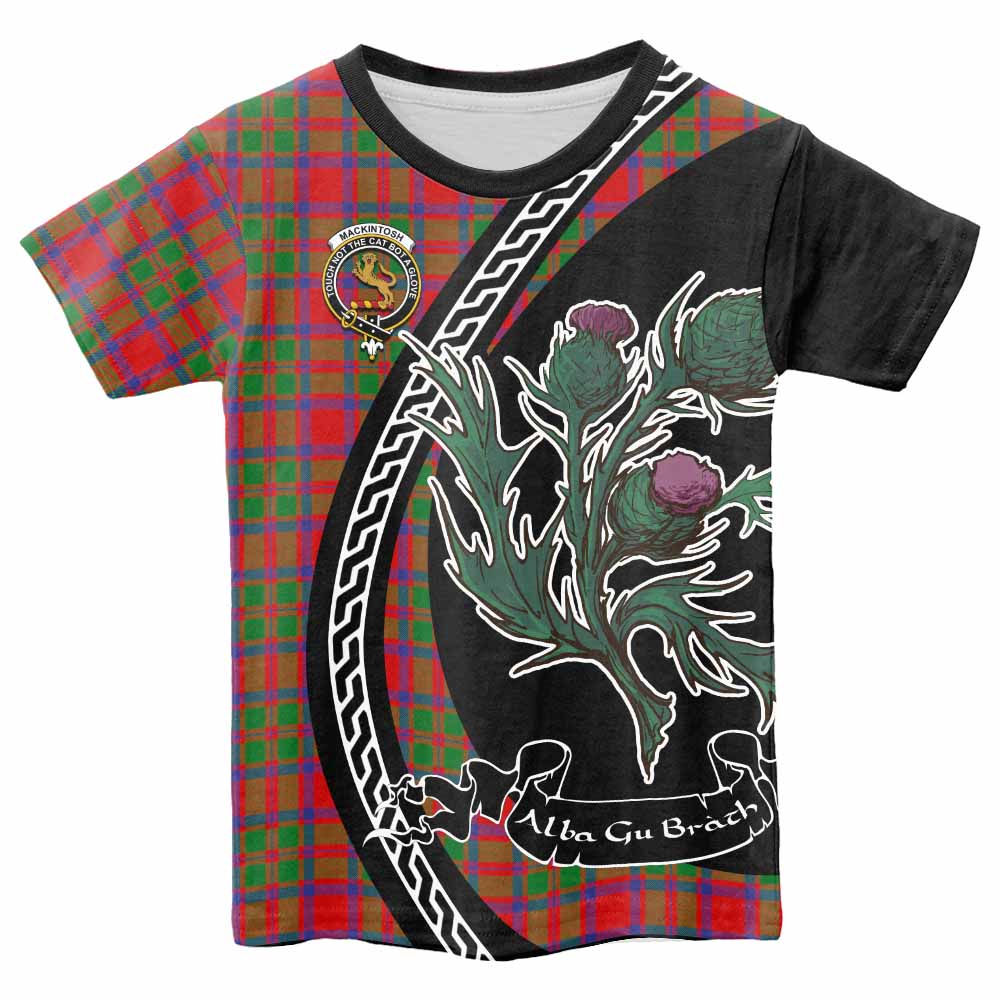 MacKintosh (McKintosh) Family Crest Tartan Kid T-shirt Alba Thistle Inspired - Tartan Vibes Clothing