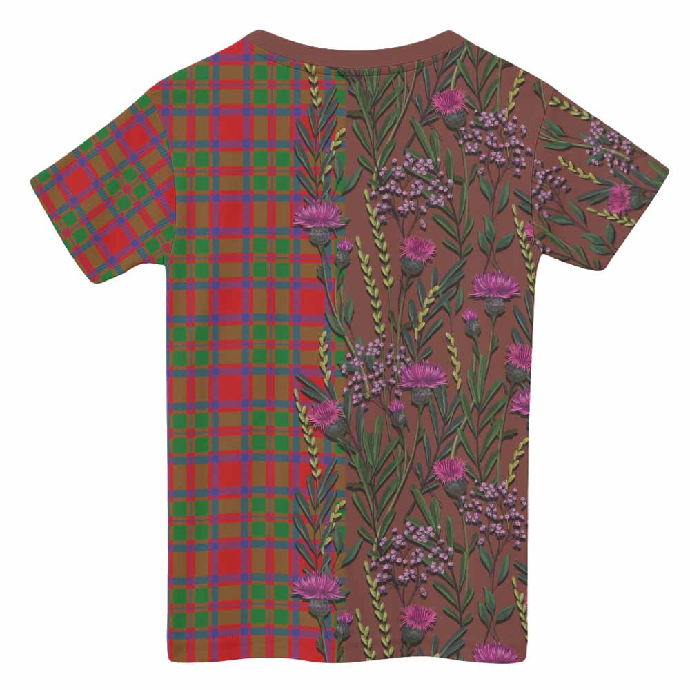 MacKintosh (McKintosh) Family Crest Tartan Kid T-shirt Scottish Thistle Flower Pattern Half Style - Tartan Vibes Clothing