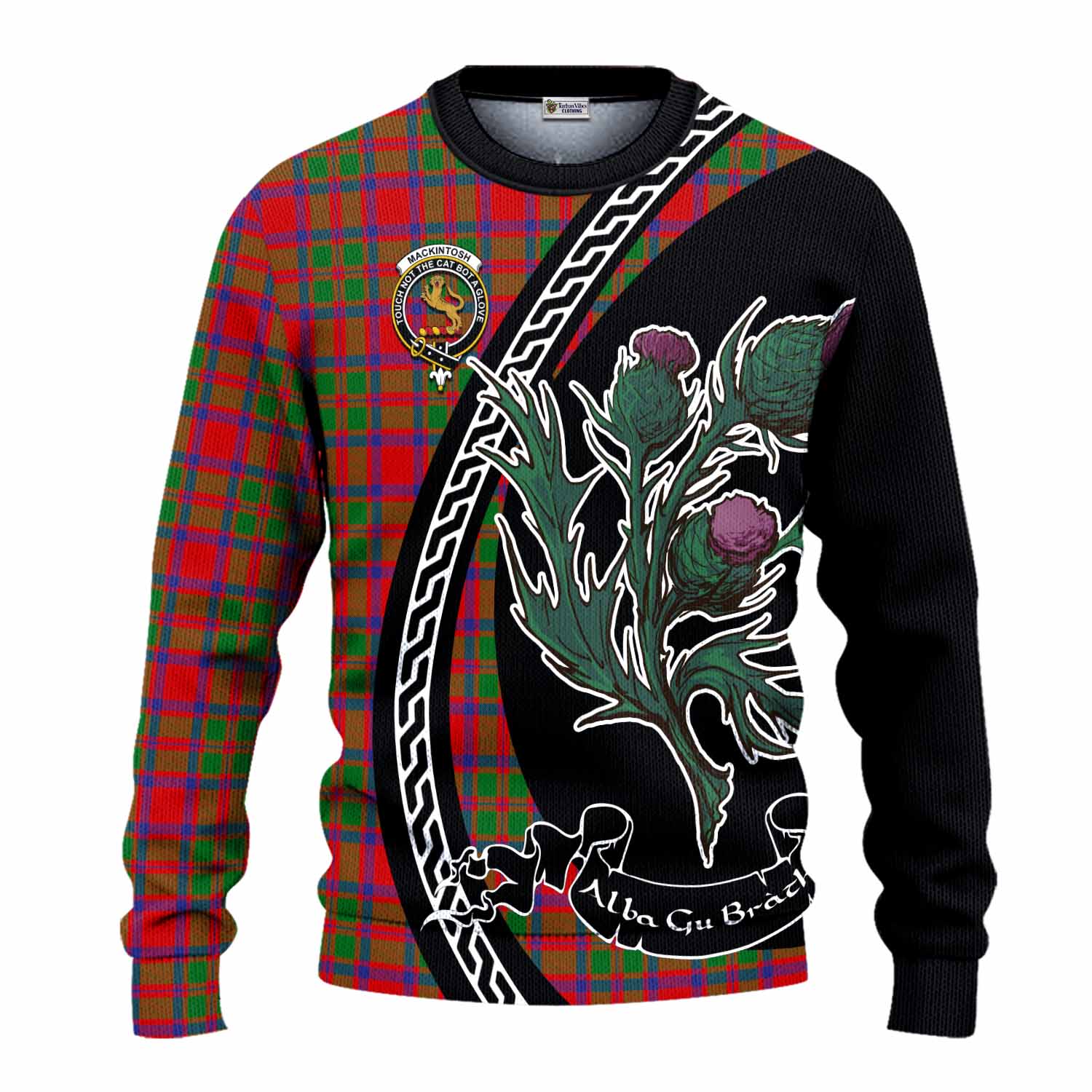 MacKintosh (McKintosh) Family Crest Tartan Knitted Sweater Alba Thistle Inspired - Tartan Vibes Clothing