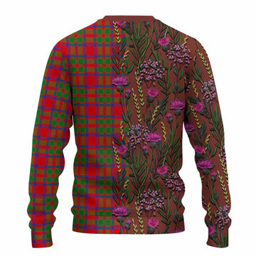 MacKintosh (McKintosh) Family Crest Tartan Knitted Sweater Scottish Thistle Flower Pattern Half Style