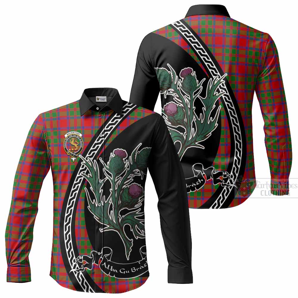 MacKintosh (McKintosh) Family Crest Tartan Long Sleeve Button Shirts Alba Thistle Inspired - Tartan Vibes Clothing