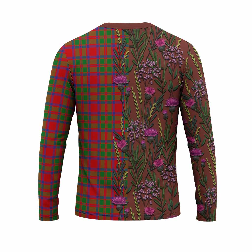 MacKintosh (McKintosh) Family Crest Tartan Long Sleeve T-Shirt Scottish Thistle Flower Pattern Half Style - Tartan Vibes Clothing