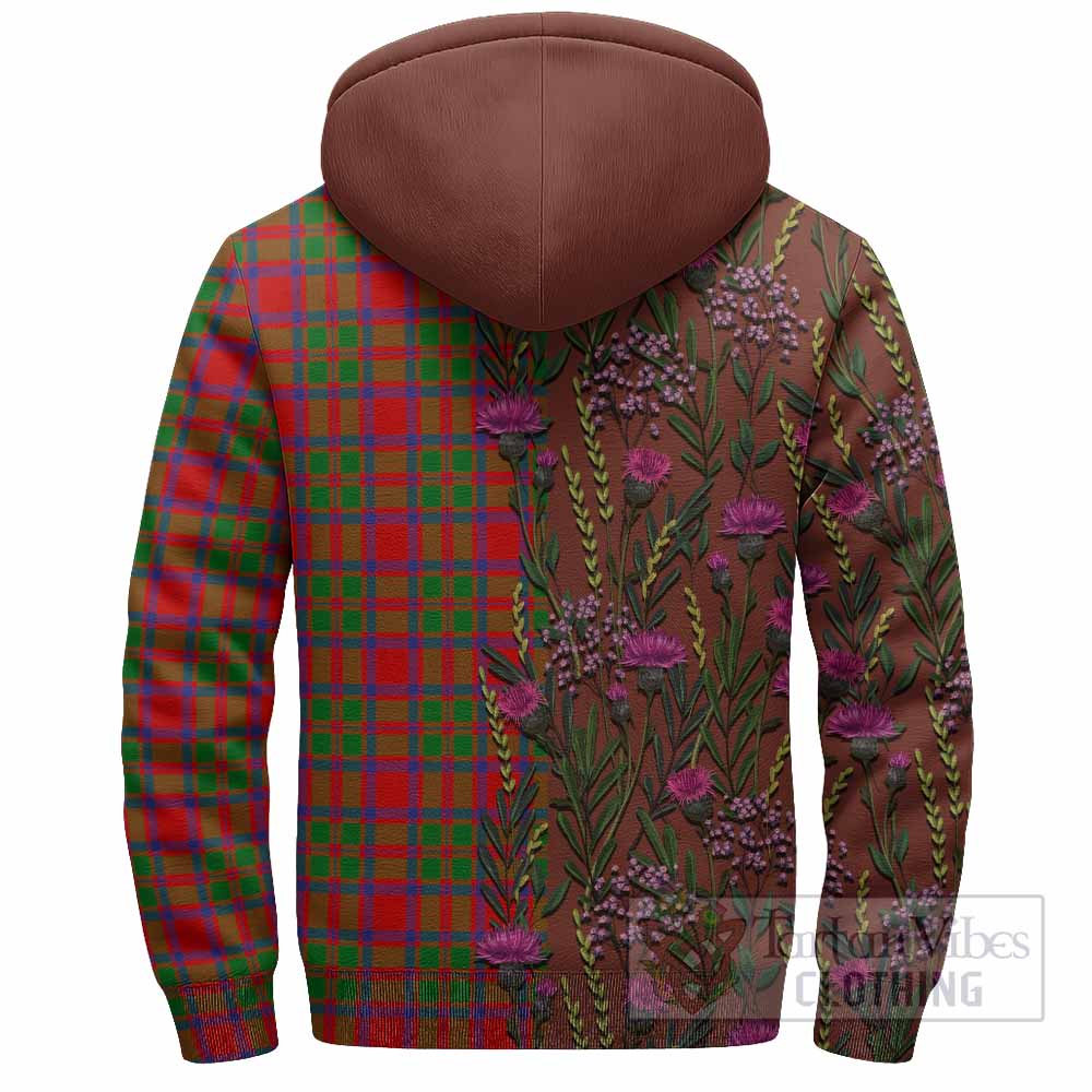 MacKintosh (McKintosh) Family Crest Tartan Sherpa Hoodie Scottish Thistle Flower Pattern Half Style - Tartan Vibes Clothing