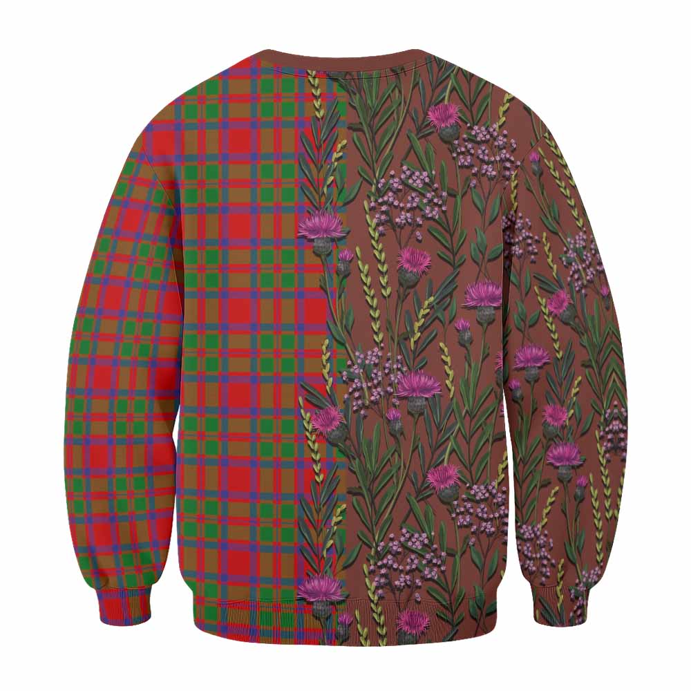MacKintosh (McKintosh) Family Crest Tartan Sweatshirt Scottish Thistle Flower Pattern Half Style - Tartan Vibes Clothing