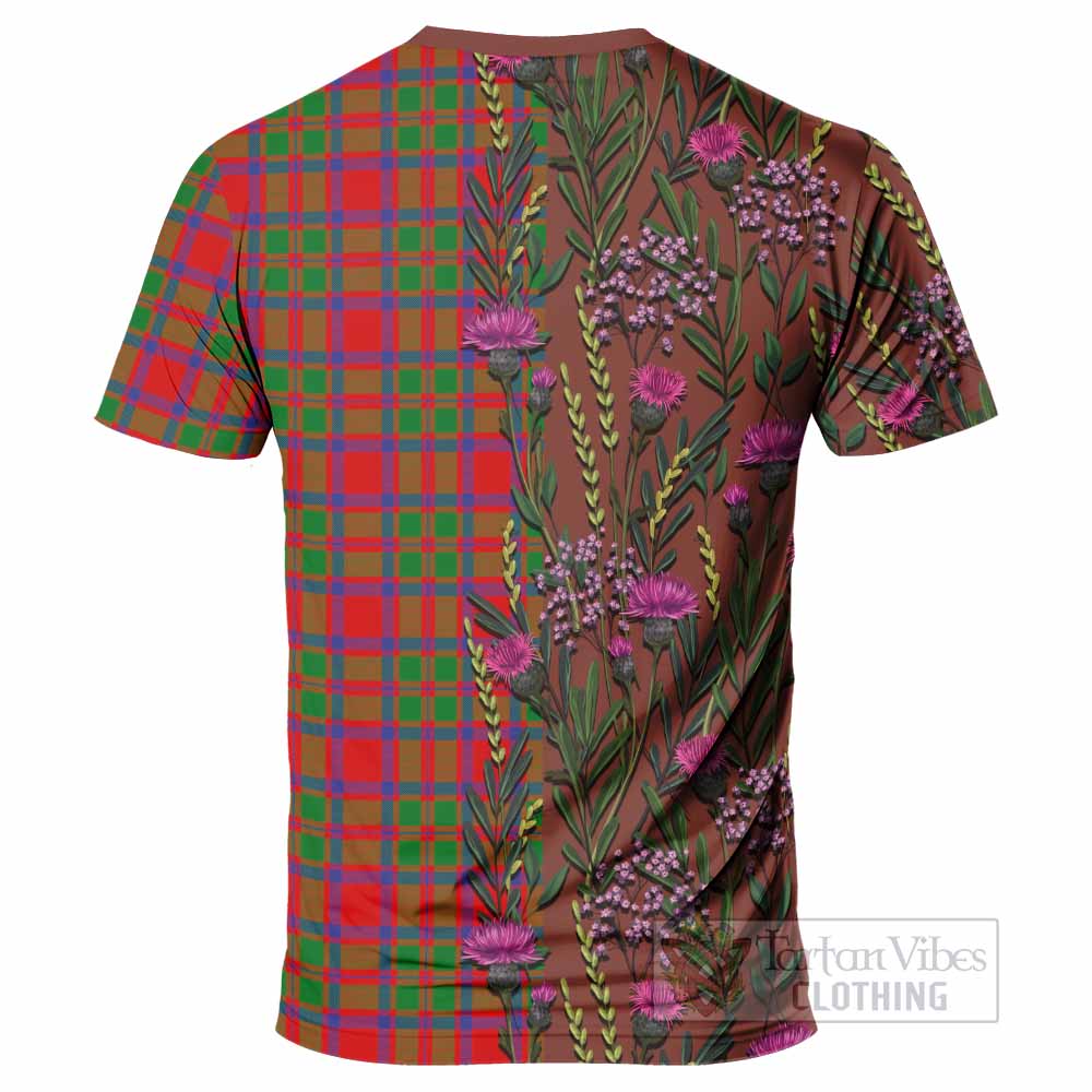 MacKintosh (McKintosh) Family Crest Tartan T-Shirt Scottish Thistle Flower Pattern Half Style - Tartan Vibes Clothing