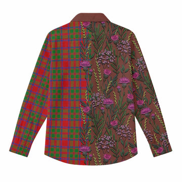 MacKintosh (McKintosh) Family Crest Tartan Women Casual Shirt Scottish Thistle Flower Pattern Half Style